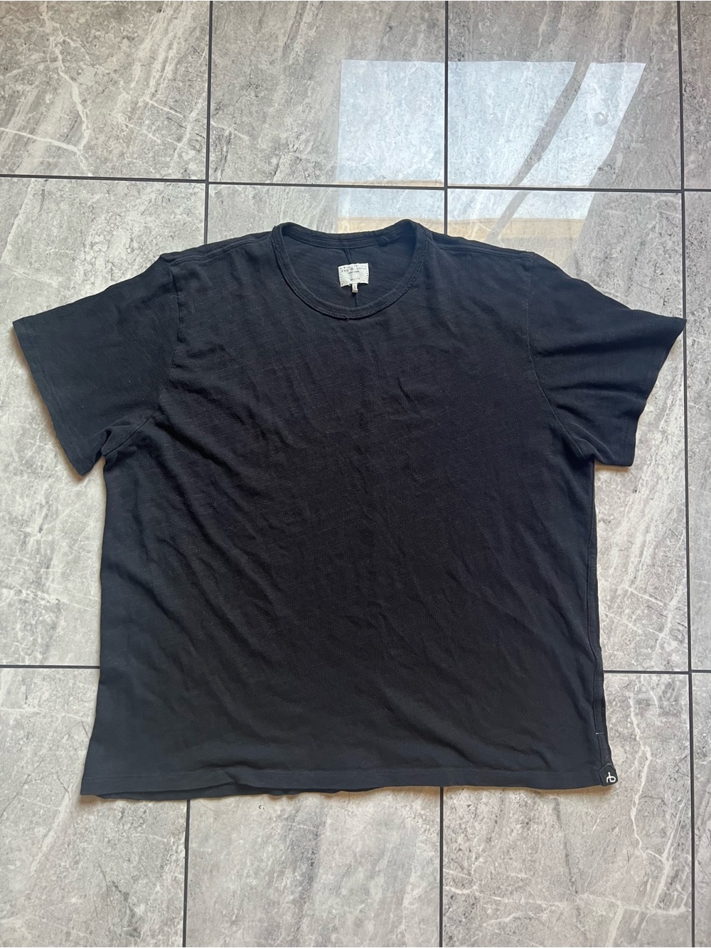 rag & bone NY Men's Classic Slub Flame Crew Neck T-Shirt Faded Black Size 2XL